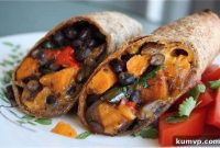 Hearty Roasted Veggie and Black Bean Burritos