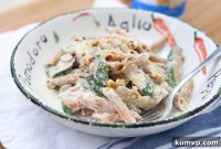 Creamy Zucchini Ricotta Whole Wheat Pasta with Walnuts