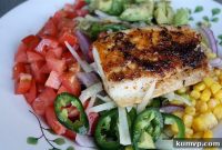 Fiesta Blackened Fish Taco Salad with Cilantro Lime Zing