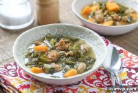 Hearty Slow Cooker Italian Sausage Kale and Sweet Potato Soup