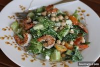 Mediterranean Caesar with Lemon Pepper Shrimp and Chickpeas