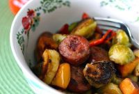 Autumn Harvest: Maple Roasted Vegetables with Chicken-Apple Sausage