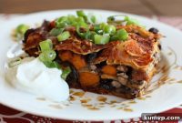 Hearty Sweet Potato Black Bean Enchilada Bake