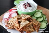 Briny Kalamata Feta Dip Paired with Zesty Lemon Pepper Pita Crisps
