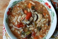 Rustic Italian Slow Cooker Chicken, Mushroom & Barley Soup