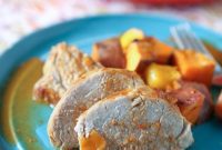 Golden-Roasted Pork Tenderloin with Maple Mustard Glaze, Sweet Potatoes and Mango
