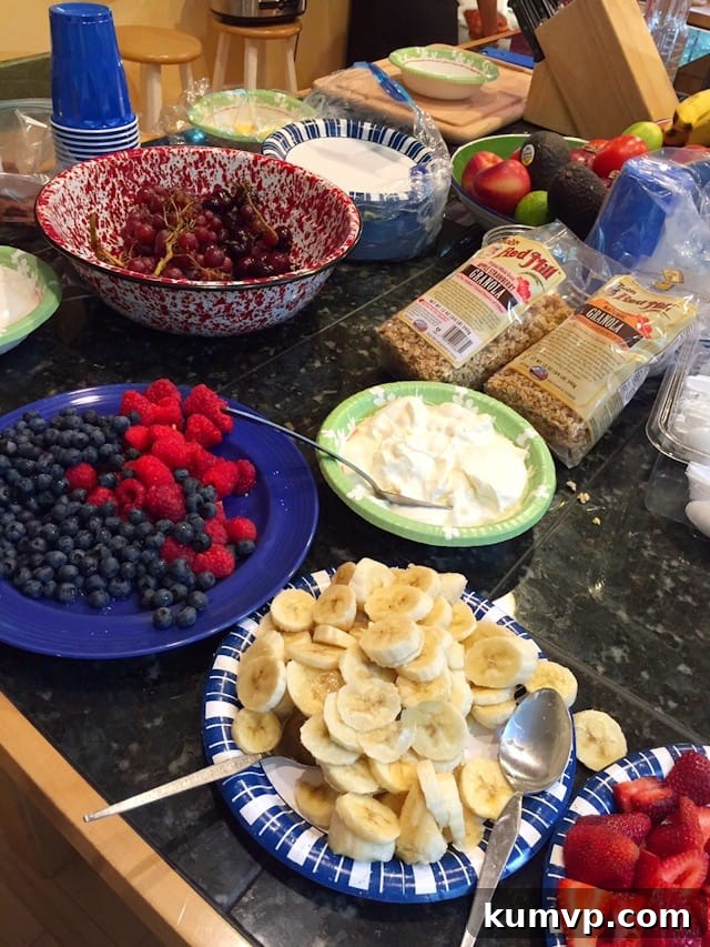 Traverse City Blogger Retreat: Sharing By The Shore 11 Colorful yogurt parfait bar with granola, fruits, and nuts