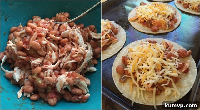 Array of Simple Salsa Chicken Tostadas on a baking sheet, freshly baked.