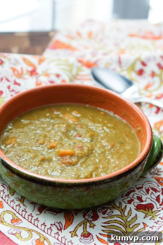 Hearty Slow Cooker Split Pea Soup - a comforting and easy recipe from Aggie's Kitchen