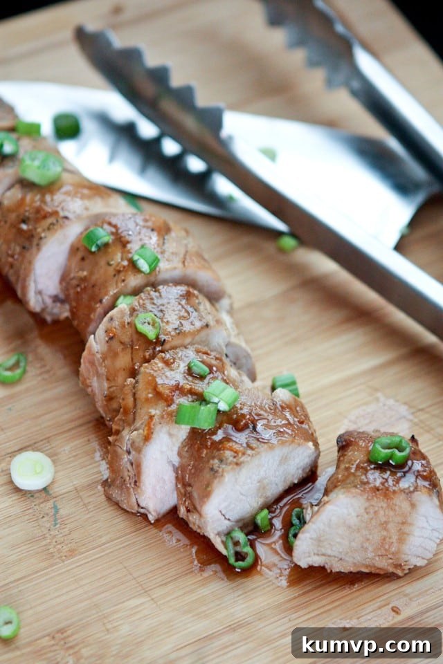 Tender Slow Cooker Asian Citrus Pork Tenderloin - an easy and flavorful Aggie's Kitchen recipe