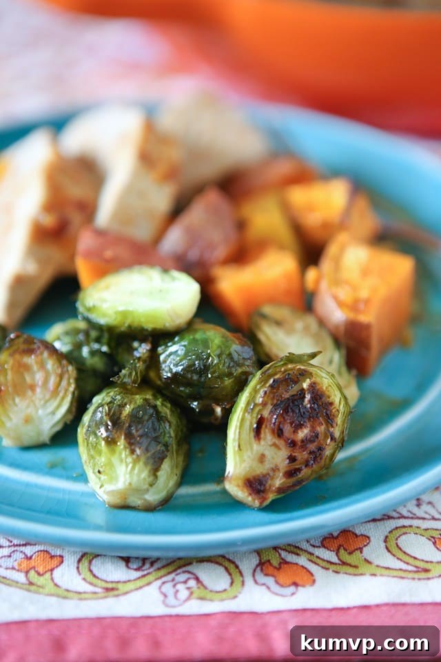 Delicious Honey Balsamic Roasted Brussels Sprouts - a healthy and popular side dish from Aggie's Kitchen