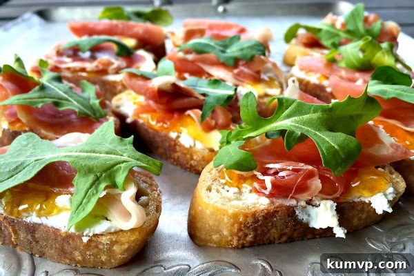 Weekend Kickoff 6 Proscuitto Goat Cheese Crostini from Reluctant Entertainer