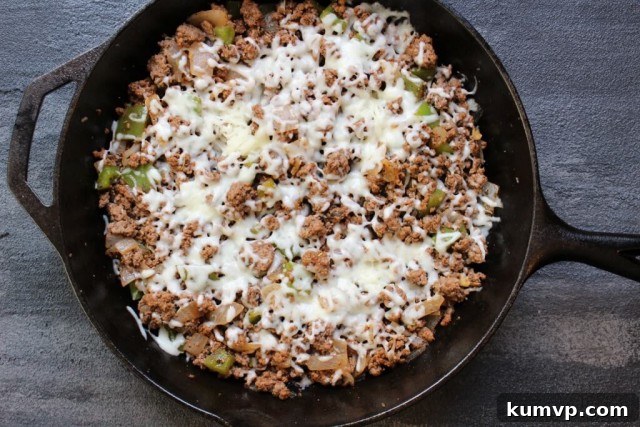 Friday Freedom 5 Lean Beef Cheesesteak Skillet - A Healthy Twist on a Classic