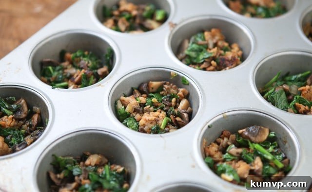 Savory Italian Sausage and Mushroom Egg Muffins 4 Close-up of baked sausage and mushroom frittata muffins