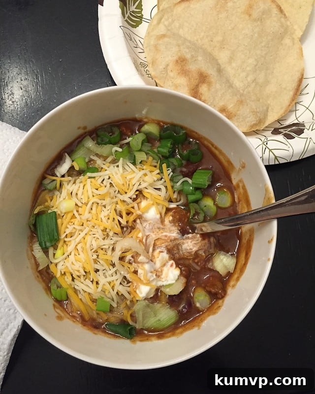 Chipotle Chicken Chili with Toasted Corn Tortillas