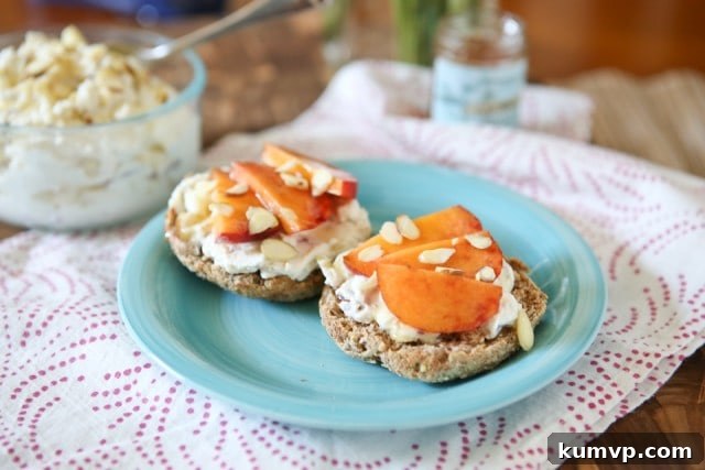 Tropical Paradise Overnight Oats 7 Honey Almond Ricotta Spread with Peaches