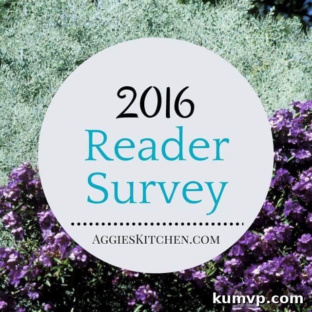 2016 Reader Insights 2 Join Aggie's Kitchen Community: Your Feedback Shapes Our Future