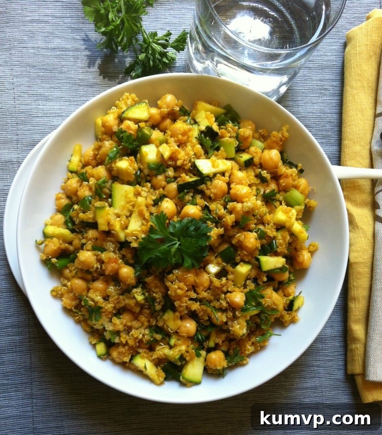 Zucchini Chickpea Quinoa Salad - Hearty Vegan Option
