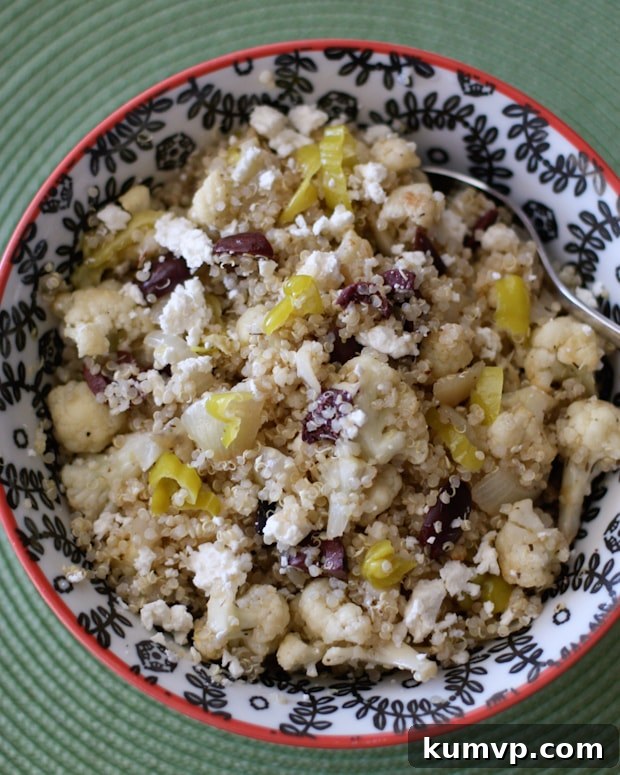 Greek Grilled Cauliflower and Vidalia Onion Quinoa Salad