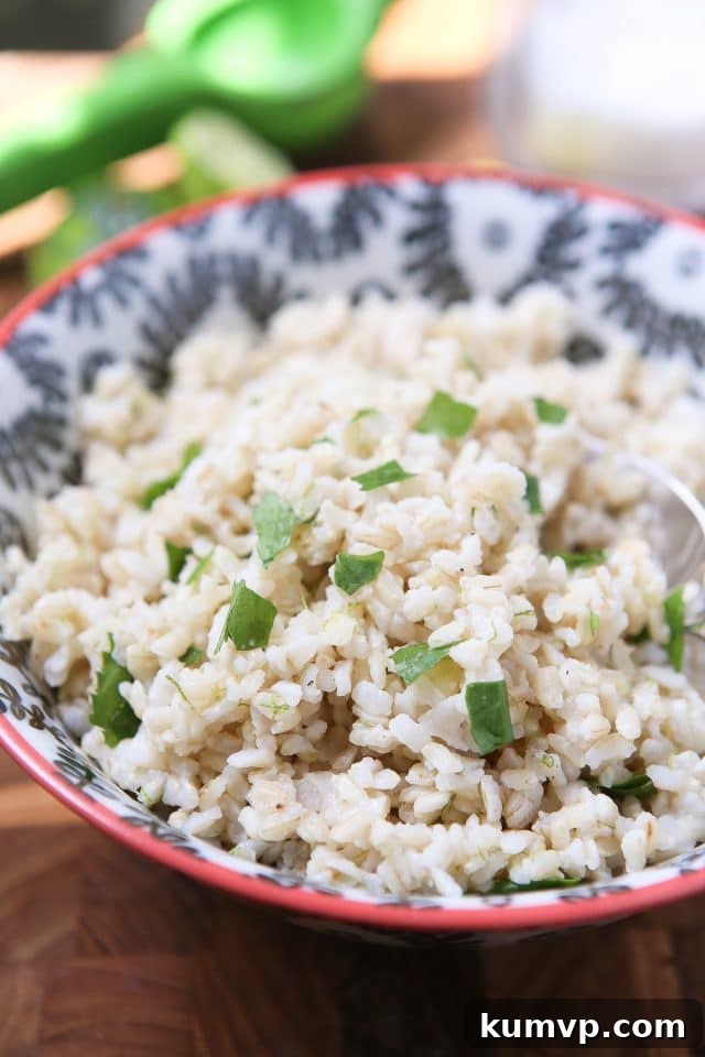 This recipe for Cilantro Lime Brown Rice is a perfect side for any Mexican dish. Use it to fill burritos, top with black beans or eat on its own! Recipe via aggieskitchen.com This recipe for Cilantro Lime Brown Rice is a perfect side for any Mexican dish. Use it to fill burritos, top with black beans or eat on its own! Recipe via aggieskitchen.com