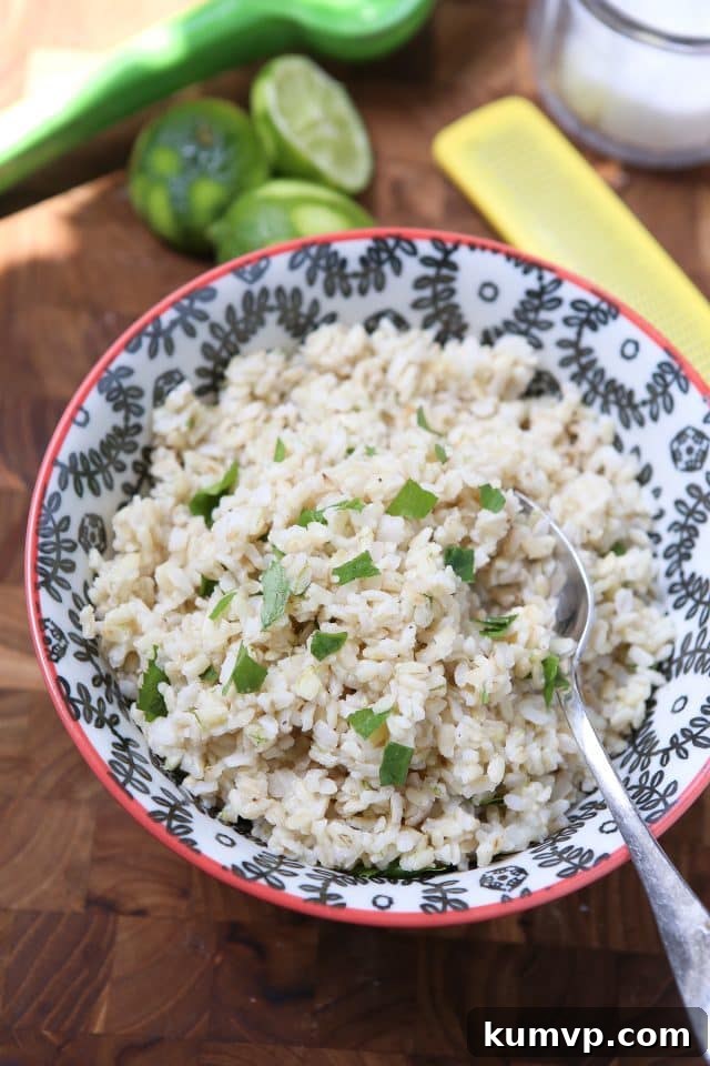 This recipe for Cilantro Lime Brown Rice is a perfect side for any Mexican dish. Use it to fill burritos, top with black beans or eat on its own! Recipe via aggieskitchen.com This recipe for Cilantro Lime Brown Rice is a perfect side for any Mexican dish. Use it to fill burritos, top with black beans or eat on its own! Recipe via aggieskitchen.com