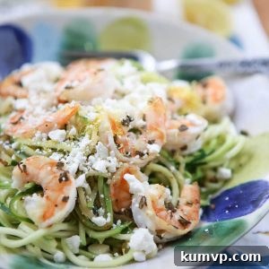 Healthy and simple, Skinnytaste Zoodles with Shrimp and Feta comes together in just 15 minutes! Low carb and low calorie recipe from Skinnytaste Fast and Slow Cookbook, via aggieskitchen.com