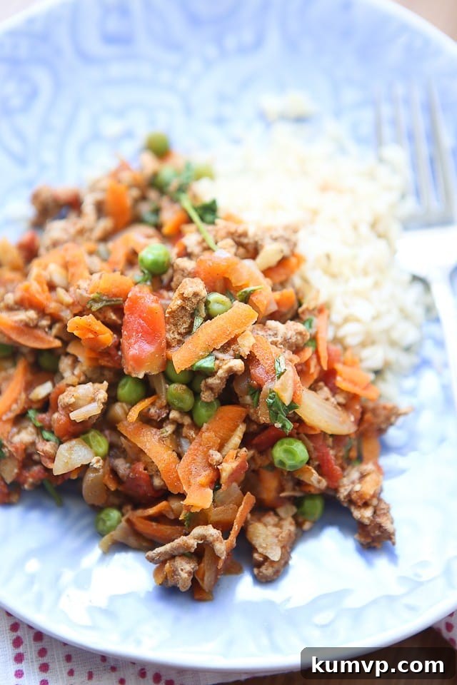 Flavorful Kheema: Spiced Ground Turkey and Peas, perfect with rice or pita bread for a comforting meal