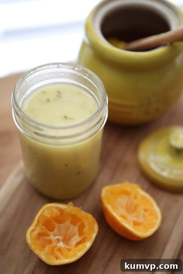 Zesty Clementine Vinaigrette, a bright and refreshing salad dressing for citrus season