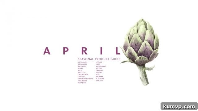 April Eat Seasonal Recipe Guide graphic showcasing various spring dishes.