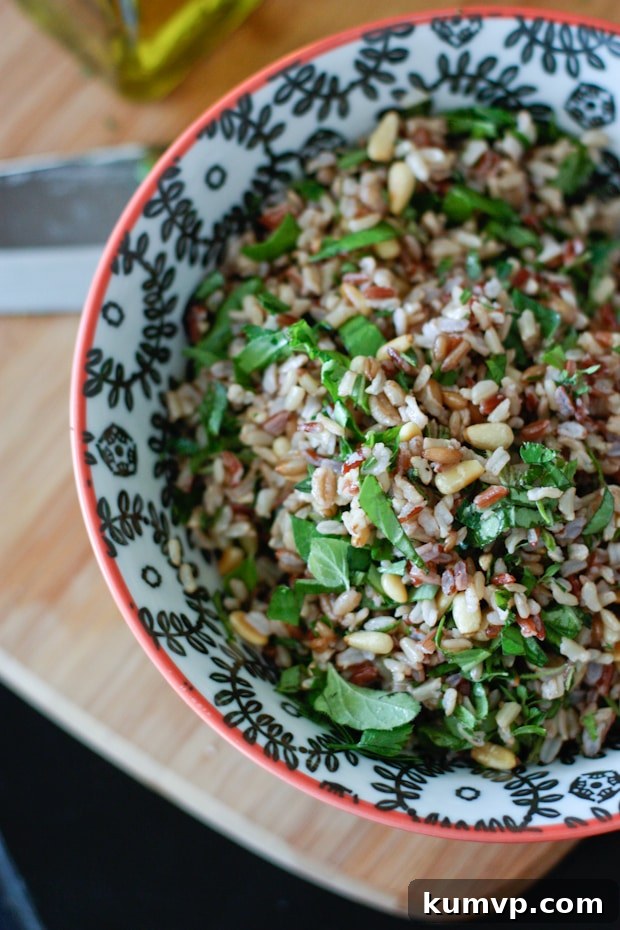 Herbed Wild Rice Salad with Toasted Pine Nuts - a fragrant and healthy whole grain salad recipe