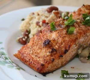 Close-up of freshly marinated salmon fillets before cooking