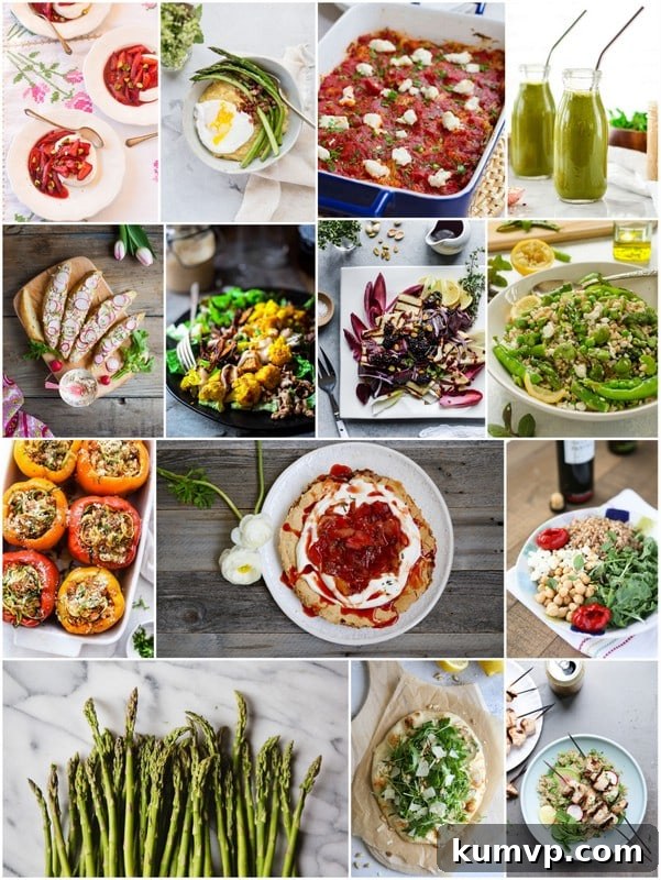 A collage of various seasonal recipes for the month of May, encouraging readers to #EatSeasonal and enjoy fresh, in-season produce in their cooking. Photo Credit: aggieskitchen.com