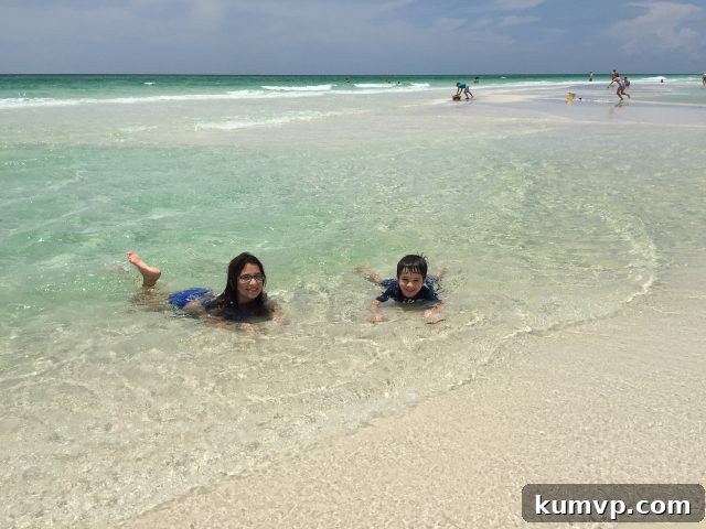Tranquil Lake Kayaking on 30A A close-up view of the calm, reflective surface of the lake, with the edge of a kayak visible, emphasizing the tranquility of the paddle.