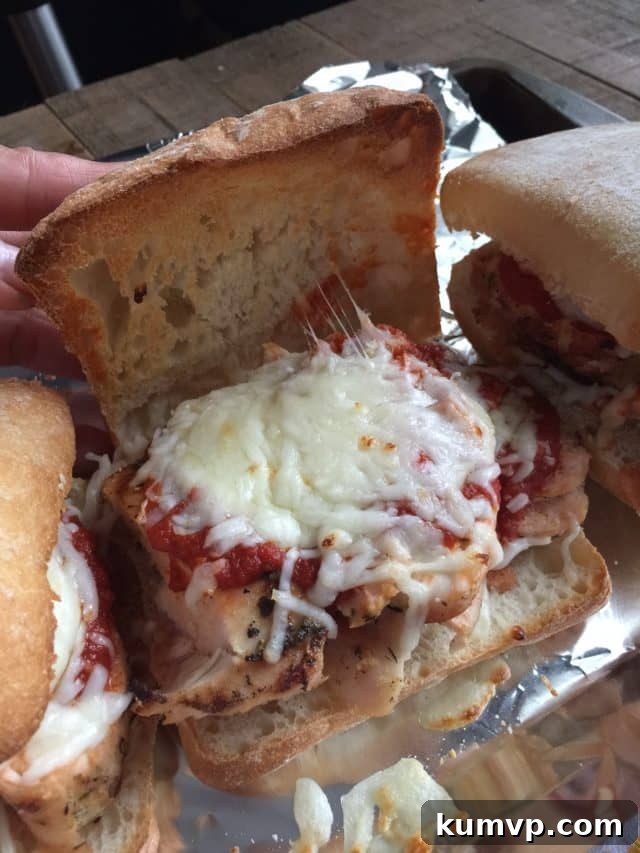 Perfectly Melted Grilled Chicken Parmesan Sandwich