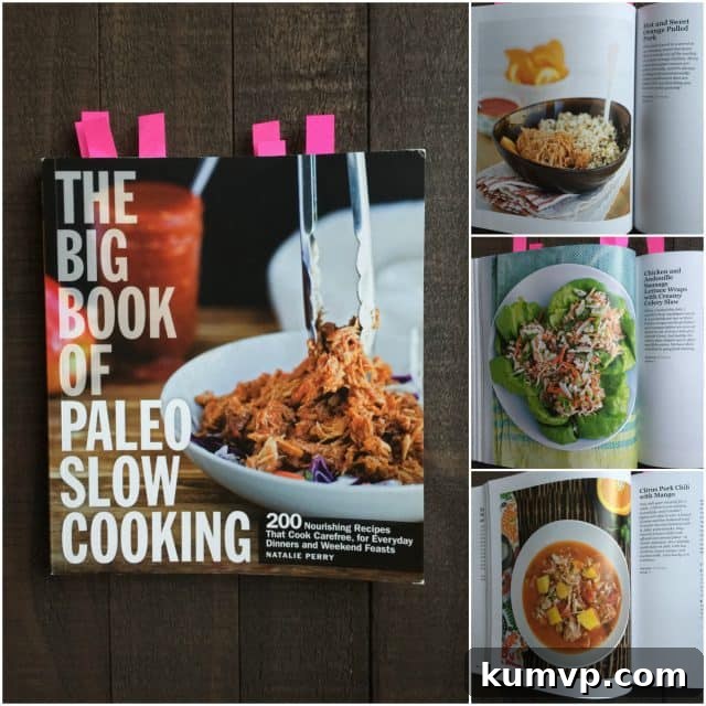 The cover of 'The Big Book of Paleo Slow Cooking' by Natalie Perry, featuring wholesome ingredients and a inviting design.