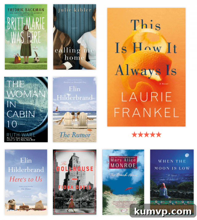 Book collage of 2017 reads, featuring Britt-Marie Was Here and The Woman In Cabin 10