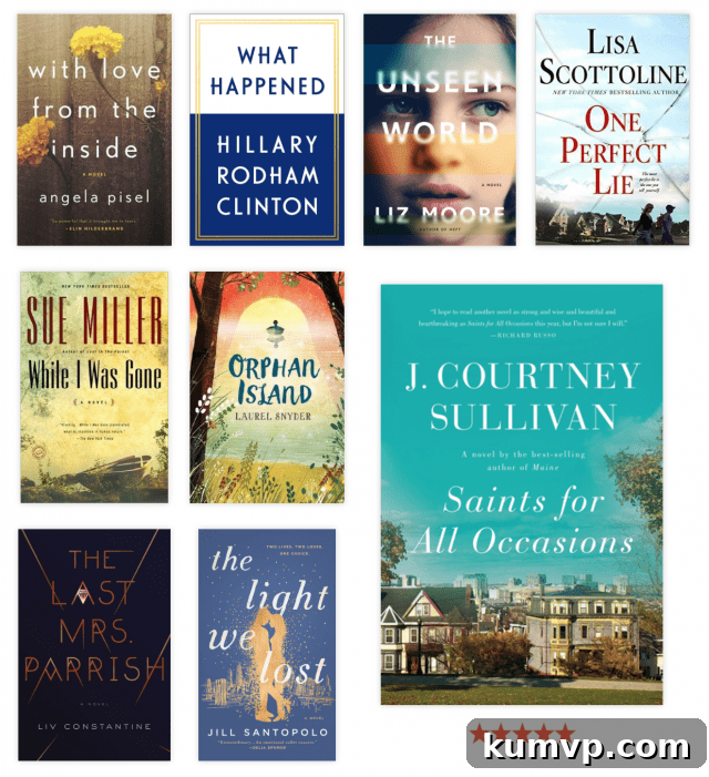Book collage of 2017 reads, featuring The Unseen World and The Last Mrs. Parrish