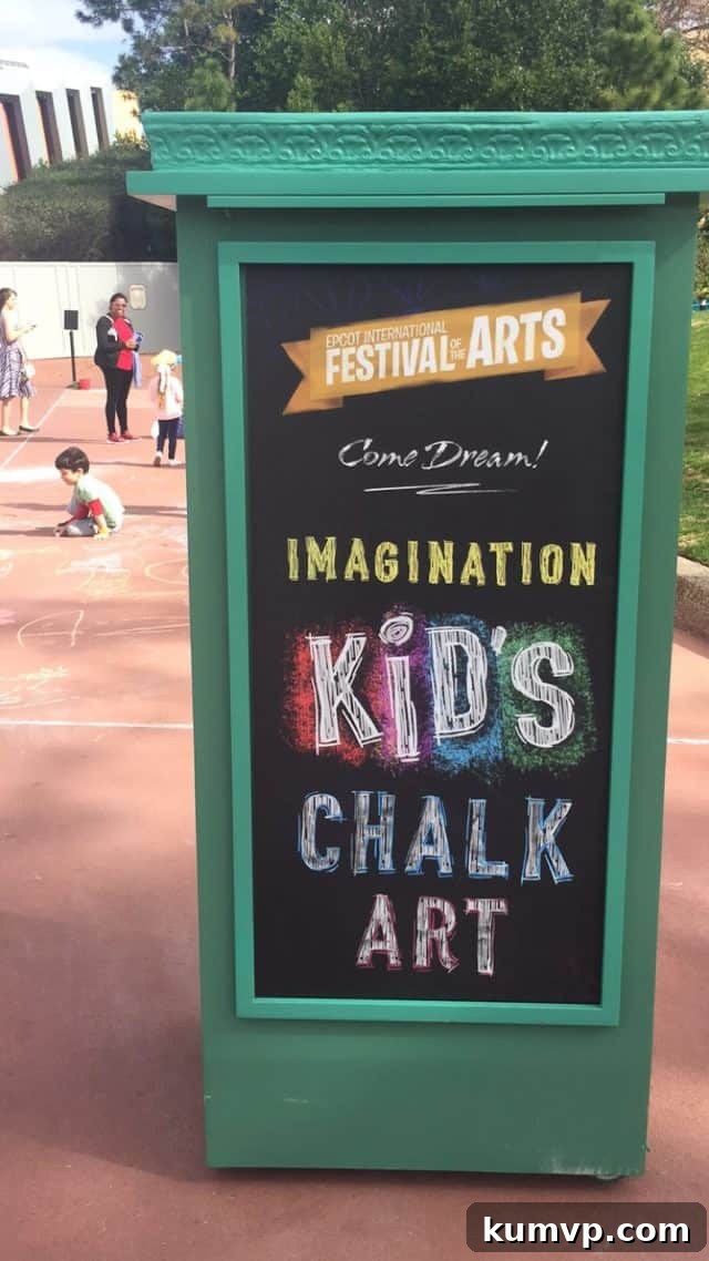 Epcot Global Arts Celebration 2018 9 Children participating in chalk art at Epcot