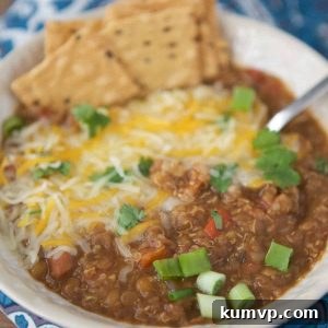 Instant Pot Vegetarian Chili in a bowl