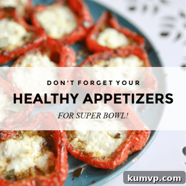 A vibrant collage of healthy Super Bowl appetizers including stuffed mushrooms, chicken salad rollups, guacamole, and various dips, perfect for game day entertaining.