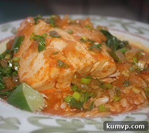 Finished Thai-Style Mahi with Coconut-Curry Broth ready to serve