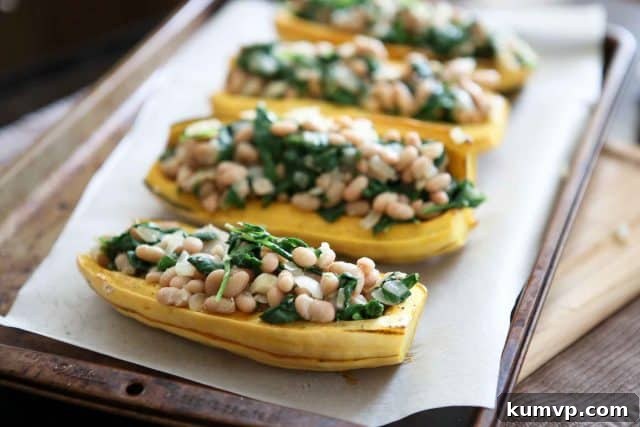 Angela's Stuffed Roasted Delicata Squash is a flavorful and healthy vegetarian dish, perfect as a meal or side.