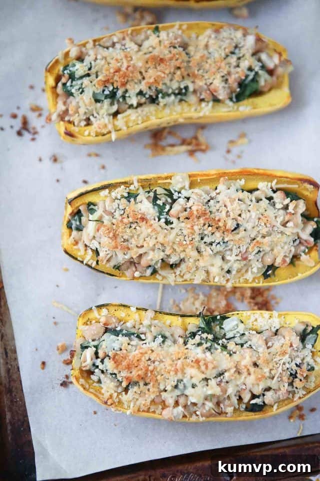 Angela's Stuffed Roasted Delicata Squash is a flavorful and healthy vegetarian dish, perfect as a meal or side.