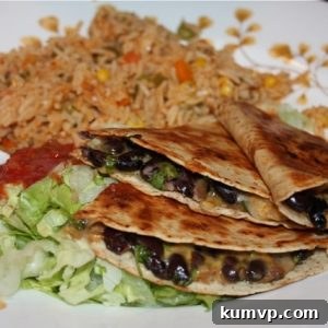 Zesty Black Bean Tortilla Melts 2 Black Bean Quesadilla ready to serve
