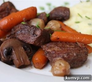 Hearty Slow Cooker Beef Bourguignon with vegetables
