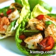 A mouthwatering image of spicy shrimp and avocado lettuce cups, a perfect example of a healthy and delicious low-carb meal that is packed with flavor.
