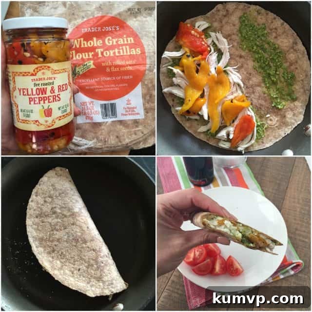 Chicken Pesto Quesadillas are simple and quick to make using just a few staple ingredients. These are a favorite in my house! Chicken Pesto Quesadillas are simple and quick to make using just a few staple ingredients. These are a favorite in my house!