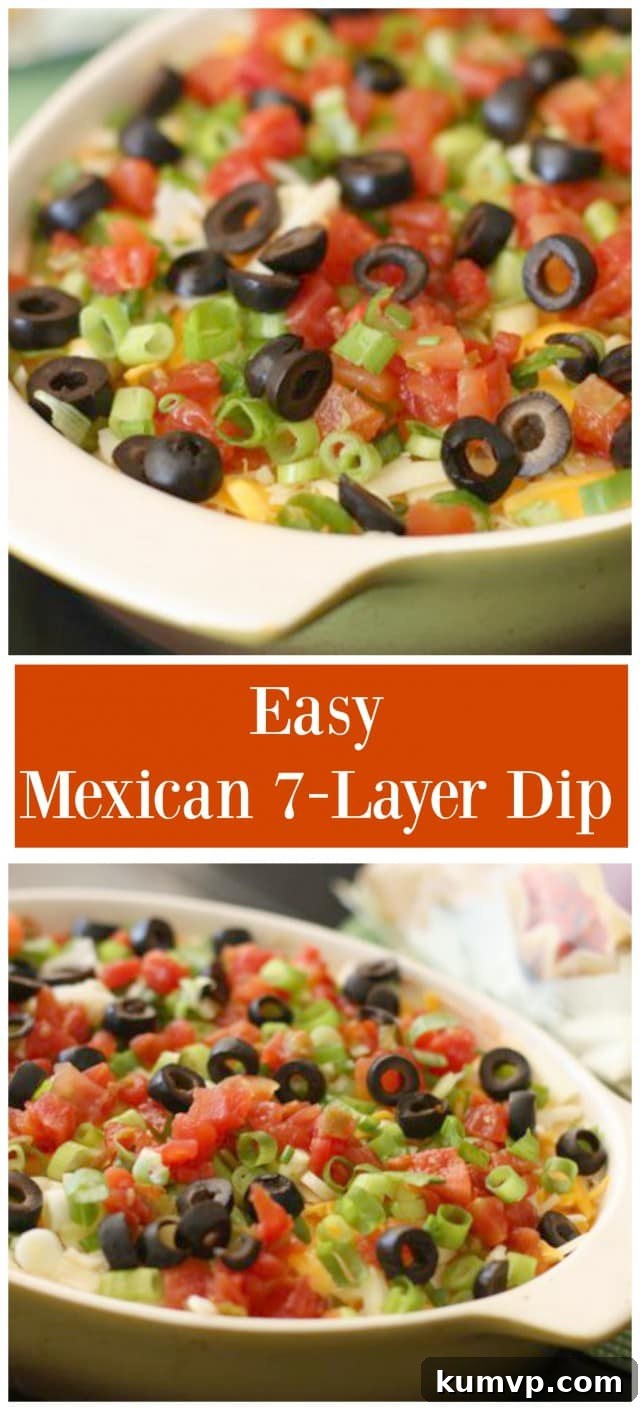 Easy Mexican 7-layer dip Always a party hit! Serve this Mexican 7 Layer Dip with tortillas at your next get together.