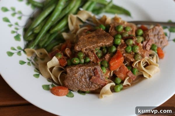 Close-up of hearty Hungarian Goulash simmering in a Dutch oven, rich with flavor.