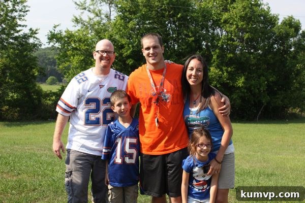 Young fan wearing Gators jersey, full of team spirit